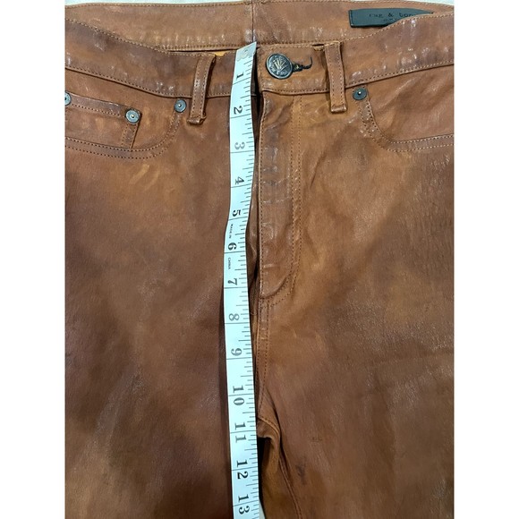 Rag & Bone Womens Sz 30 Hana Lamb Leather Pants Brown Highrise Crop Wide Leg - Picture 9 of 11